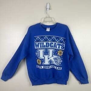 New Kentucky Wildcats Crewneck Christmas Sweatshirt Blue Embroidered Size M